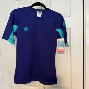 ROXY Girls / Juniors Beach Swim Wear Short Sleeves Surf Rashguard SZ 12 NWT